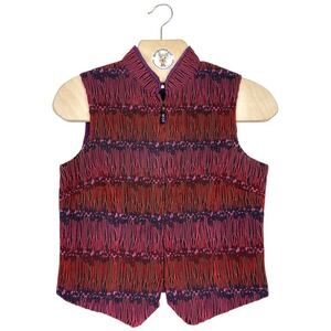TAPP New York Embroidered Vest Women's M Zip Front Artisan Y2K‎